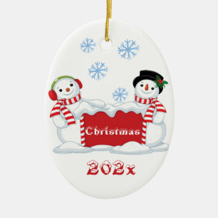 Christbaum-Schneemänner Keramik Ornament