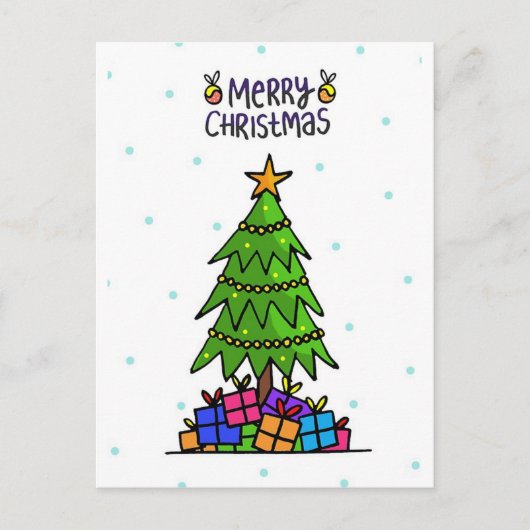 Christbaum und Geschenke Feiertagspostkarte (Vorderseite)