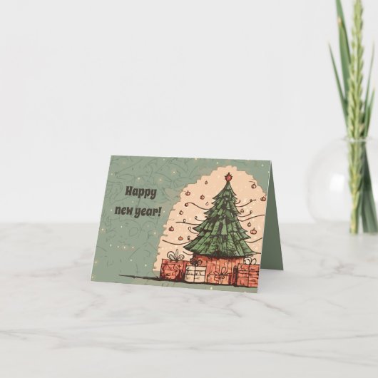 Christbaum und Geschenke Karte (Vorderseite)