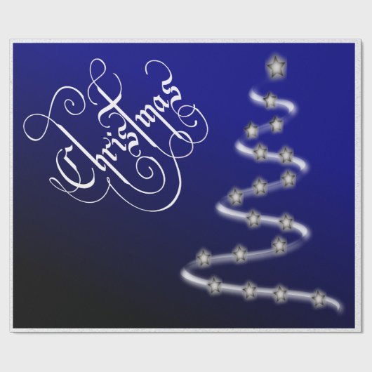 Christbaum und Sterne - Geschenkpapier (Flach)