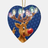 Christbaumdekoration Rudolph beleuchtet. Keramik Ornament (Links)