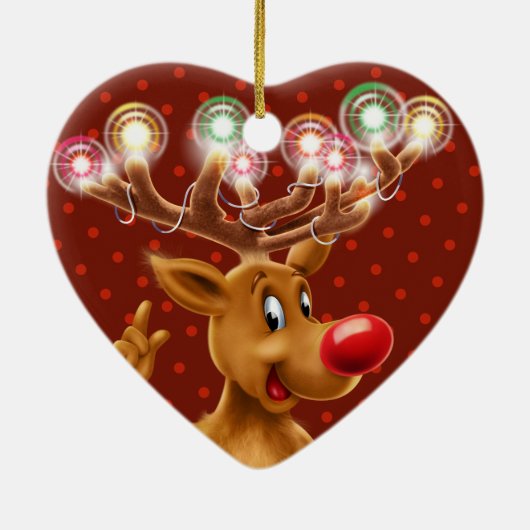 Christbaumdekoration Rudolph beleuchtet. Keramik Ornament (Hinten)