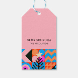 Christbaume Moderne geometrische Pinks Blues Geschenkanhänger