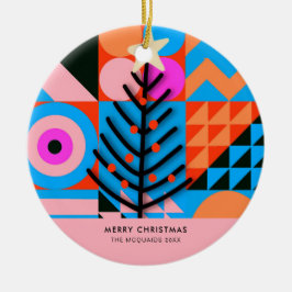 Christbaume Moderne geometrische Pinks Blues Keramik Ornament