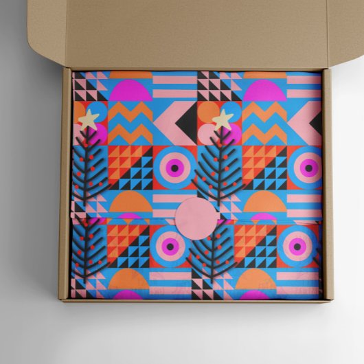 Christbaume Moderne geometrische Pinks Blues Seidenpapier