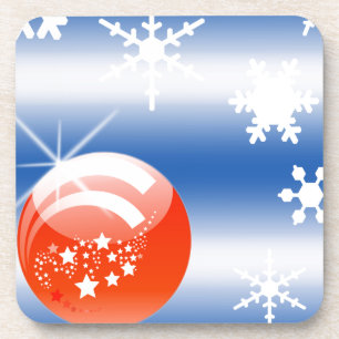 Christbaumkugel Schneeflocke blau weiß rot Getränkeuntersetzer