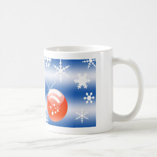 Christbaumkugel Schneeflocke blau weiß rot Kaffeetasse