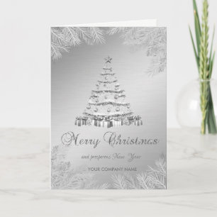 Christbaumkugeln, Zweige, Silber Geschäftlich Feiertagskarte