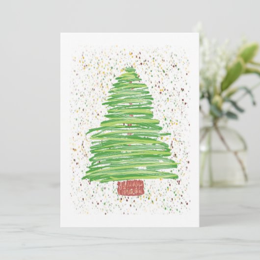 Christbaumkunst Feiertagskarte (Stehend Vorderseite)