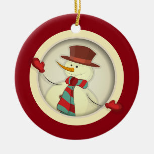Christbaumschmuck - Schneemann/rot Keramikornament