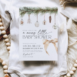 Christbaumschmuck und neutrale Schleife Baby Showe Einladung