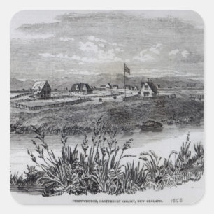 Christchurch, Canterbury Colony, Neuseeland Quadratischer Aufkleber