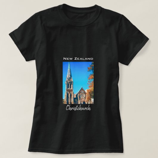 Christchurch Cathedral Neuseeland Reise T-Shirt (Design vorne)