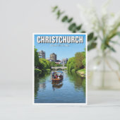 Christchurch Neuseeland Avon River Punting Postkarte (Stehend Vorderseite)