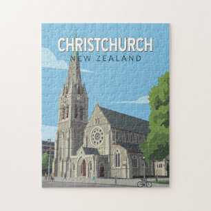 Christchurch Neuseeland Illustration Reise Kunst Puzzle