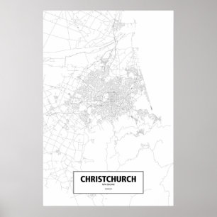 Christchurch, Neuseeland (schwarz auf weiß) Poster