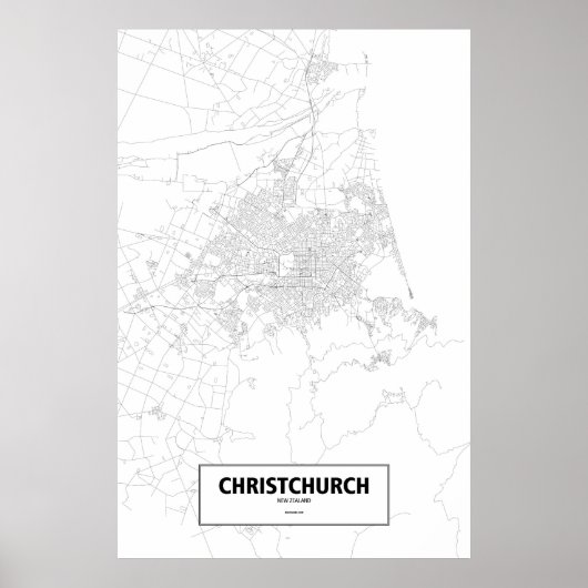 Christchurch, Neuseeland (schwarz auf weiß) Poster (Vorne)