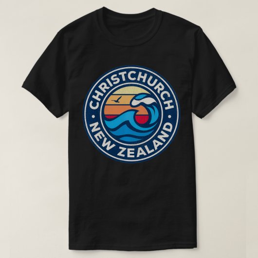 Christchurch Neuseeland Vintage Wasserwaves De T-Shirt (Design vorne)