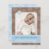 CHRISTENENDE INVITE :: polka dot - blau Einladungspostkarte (Vorne/Hinten)