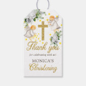 Christening Angels Gold Glitzer Gender Neutral Geschenkanhänger (Vorderseite)