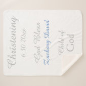 Christening Baby Boy Blue Rattle Medium Sherpadecke (Vorderseite (Horizontal))