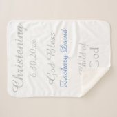 Christening Baby Boy Blue Rattle Medium Sherpadecke (Vorderseite (Horizontal))