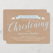 Christening Banner Taufe Einladung - Blau (Vorne/Hinten)