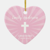 Christening Baptism Baby Girl Pink Keramik Ornament (Vorne)