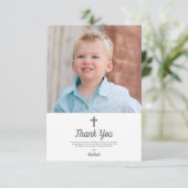 Christening Baptism Religious Boy Foto Dankeskarte (Stehend Vorderseite)
