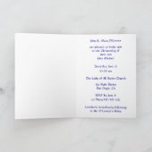 Christening Blue Damask mit Gold Cross Einladung (Innenseite)