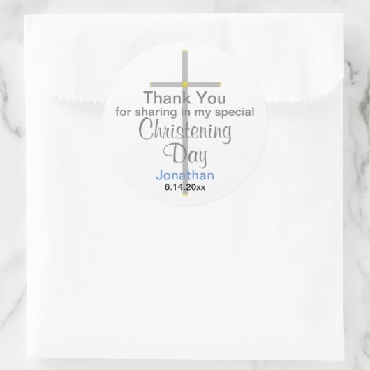 Christening Boy Danke, dass Sie sich um Stickers g (Tasche)