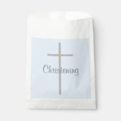 Christening Boy Light Blue Silver Cross Gevor Bag Geschenktütchen (Vorderseite)