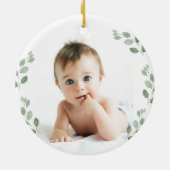 Christening Church Eucalyptus Leaves Photo Keramik Ornament (Hinten)