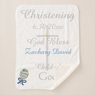 Christening Cross Boy Blue Star Rattle Medium Sherpadecke