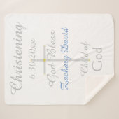 Christening Cross Boy Blue Star Rattle Medium Sherpadecke (Vorderseite (Horizontal))