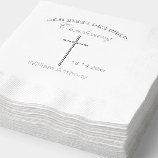Christening Cross Name Servietten Mit Folie (Ausschnitt)