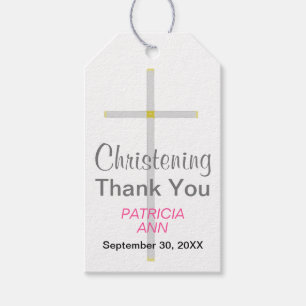 Christening Danke Silver Cross Girl Pink Geschenkanhänger