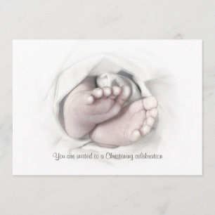 Christening Einladung Babyfüßchen Bleistiftskizze