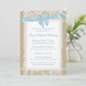 Christening Einladung Burlap und Spitzen-Taufe (Stehend Vorderseite)