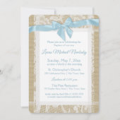 Christening Einladung Burlap und Spitzen-Taufe (Vorderseite)