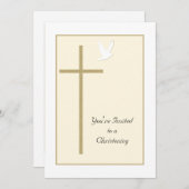 Christening Einladung Vorlage Kreuz und Taube (Vorne/Hinten)