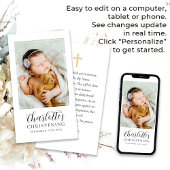 Christening Foto Keepake Bakerkarte Telefonnummerkarte