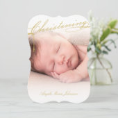 Christening Gold Cross Foto Religiös Einladung (Stehend Vorderseite)