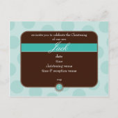 CHRISTENING INVITE :: polka dot - jade green Einladungspostkarte (Rückseite)