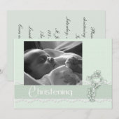 Christening Mint Green Einladung (Vorne/Hinten)