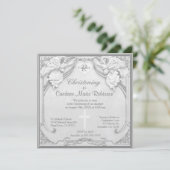 Christening - Monogramm und Kreuz Einladung (Stehend Vorderseite)