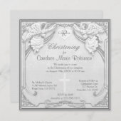 Christening - Monogramm und Kreuz Einladung (Vorne/Hinten)