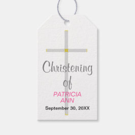 Christening of Name Silver Cross Baby Girl Pink Geschenkanhänger