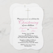 Christening Pink Twins Einladung (Vorne/Hinten)