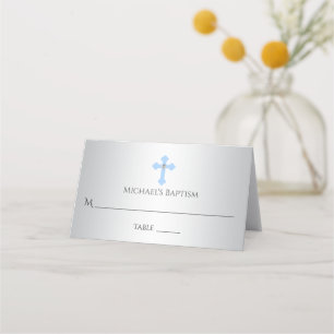Christening Silver Blue Cross Junge Platzkarte
